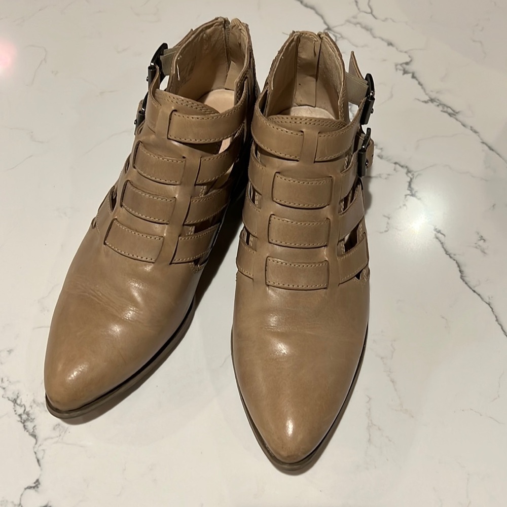 Tan Clark booties